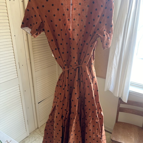 Son de Flor Brown Polka Dot Wrap Dress XXS - Picture 2 of 2